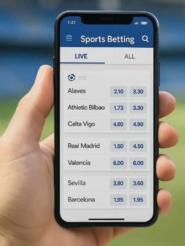 Application mobile de paris sportifs affichant les matchs de l'Euro