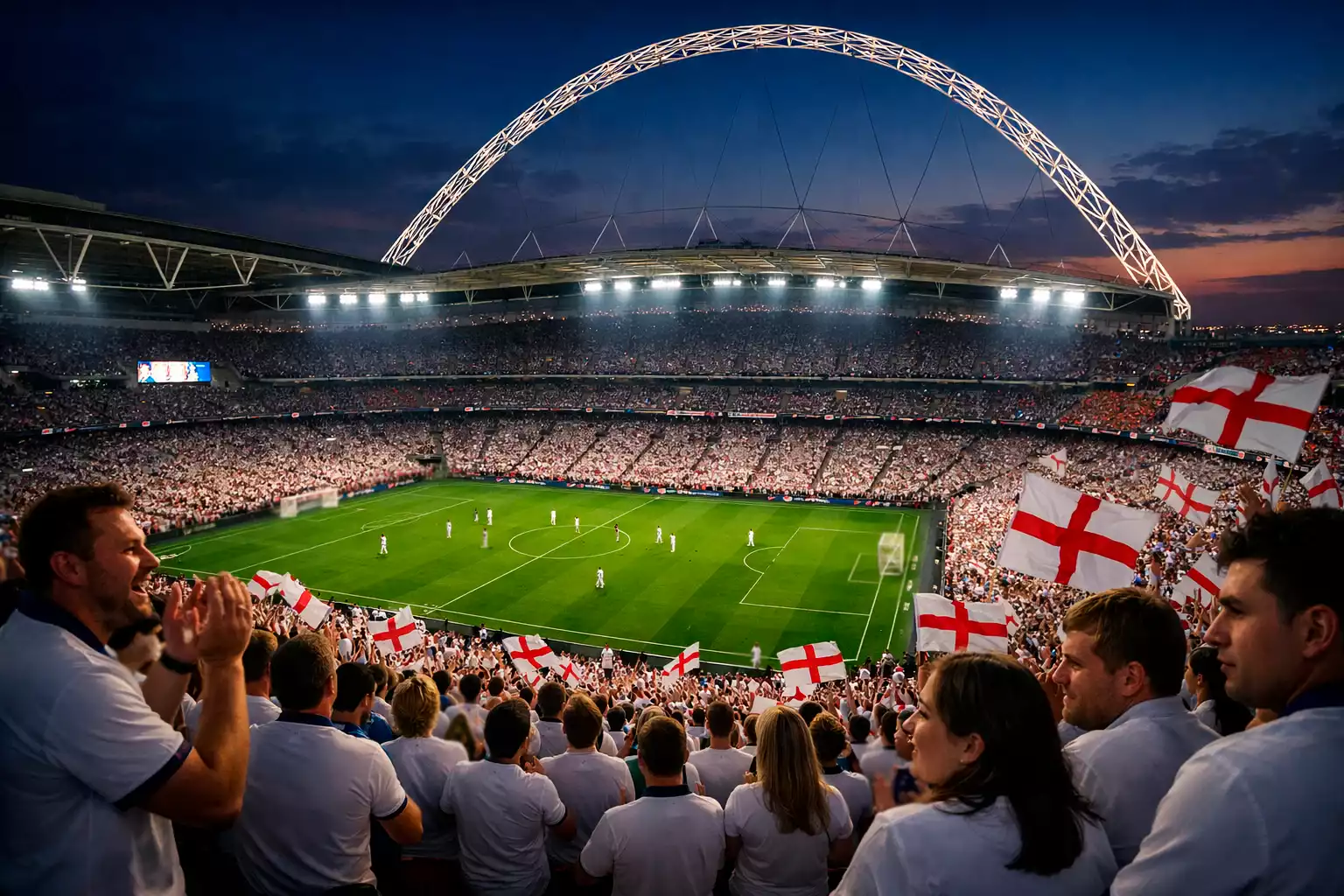 Stade de Wembley rempli de supporters anglais lors d'un match de l'équipe nationale