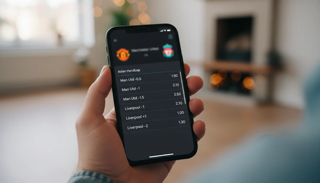 Interface de bookmaker affichant les options de handicap asiatique pour un match de l'Euro