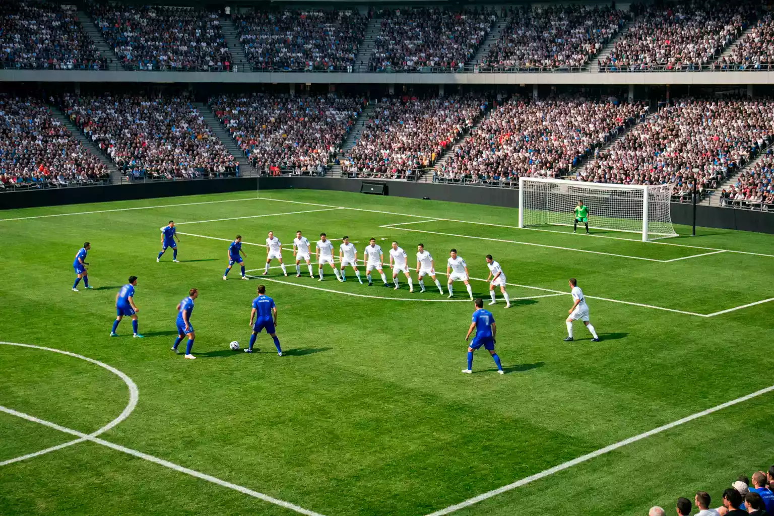 Match de football de l'Euro entre une grande nation et un outsider illustrant un match déséquilibré