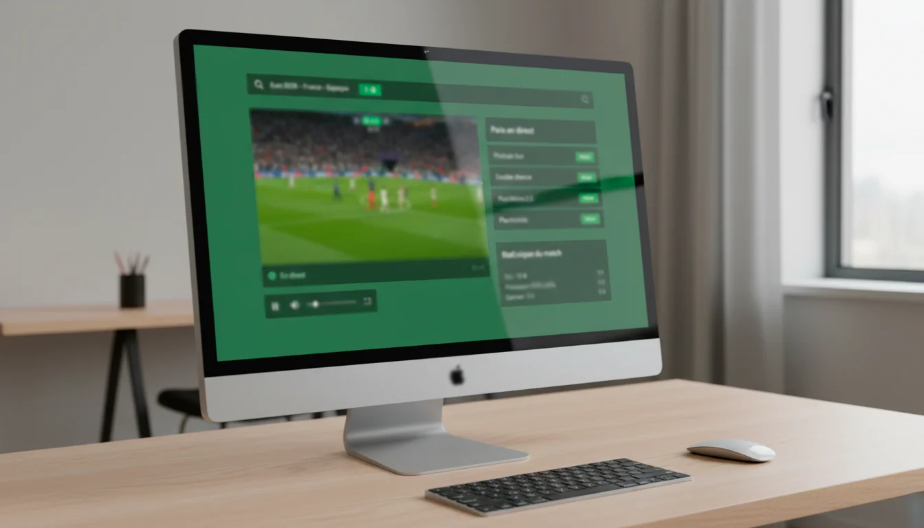Interface Unibet TV affichant un match de football en streaming avec options de paris