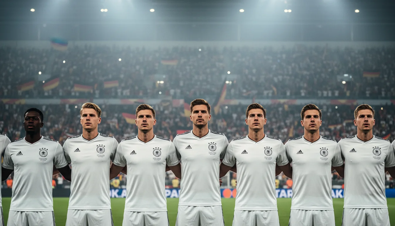 Équipe nationale allemande alignée avant un match de championnat européen