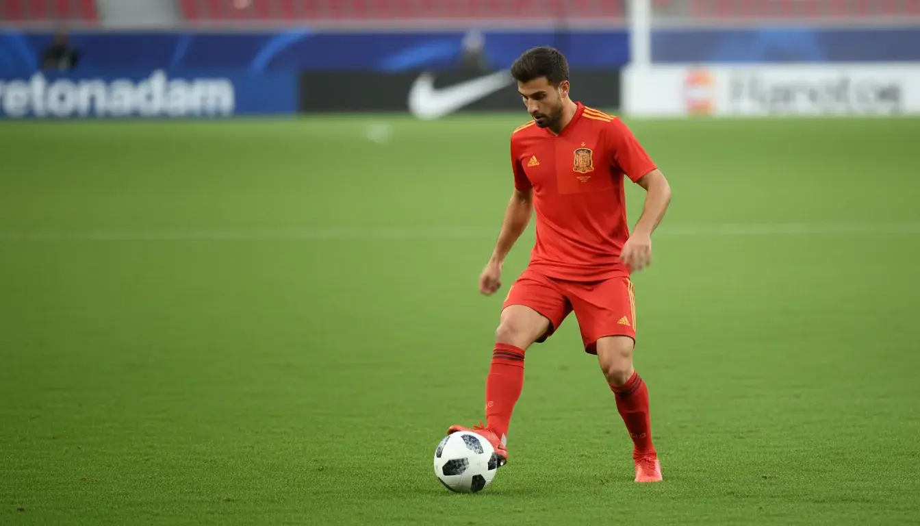 Milieu de terrain espagnol contrôlant le ballon lors d'un match international