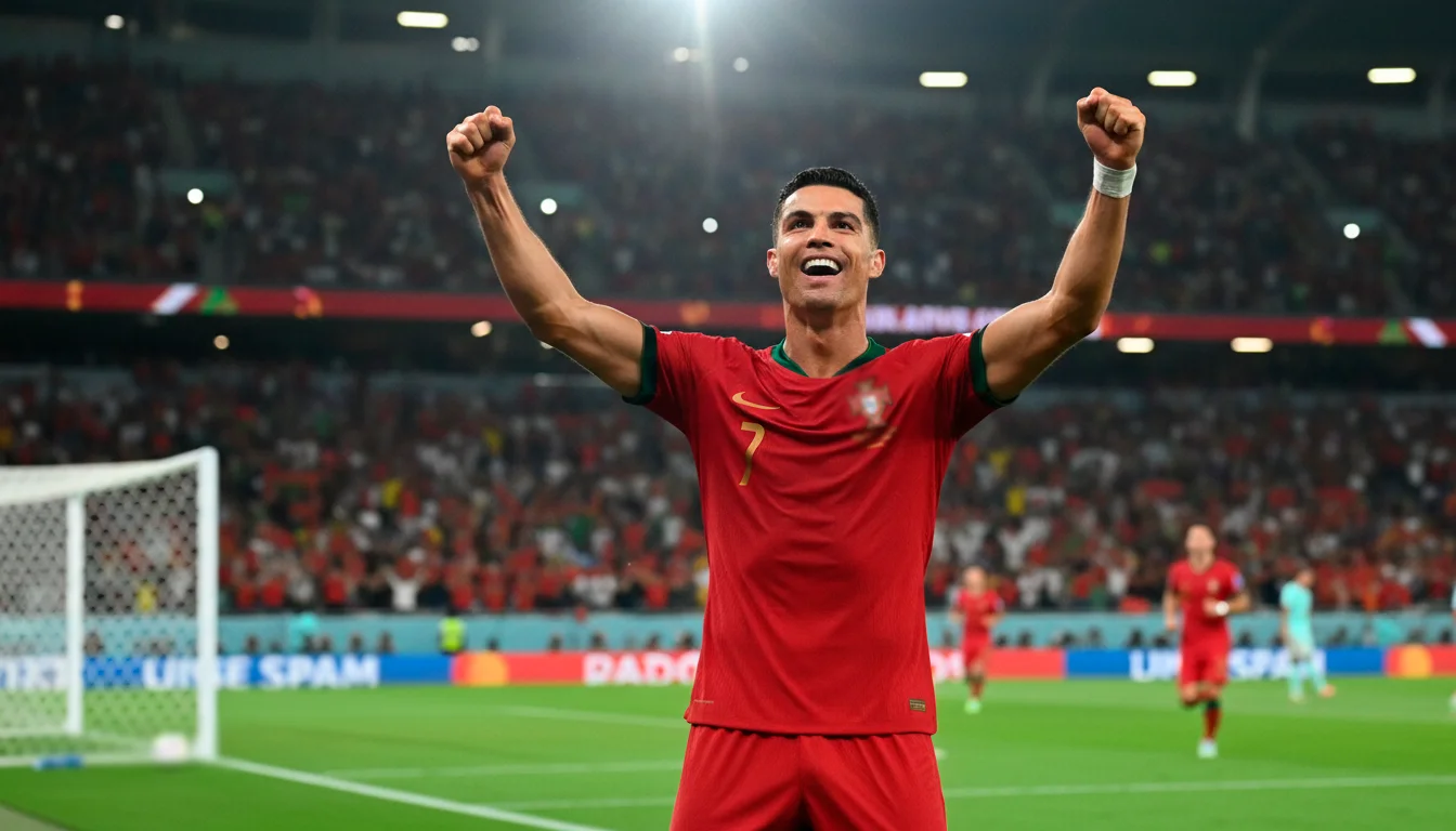 Attaquant portugais célébrant un but en maillot national