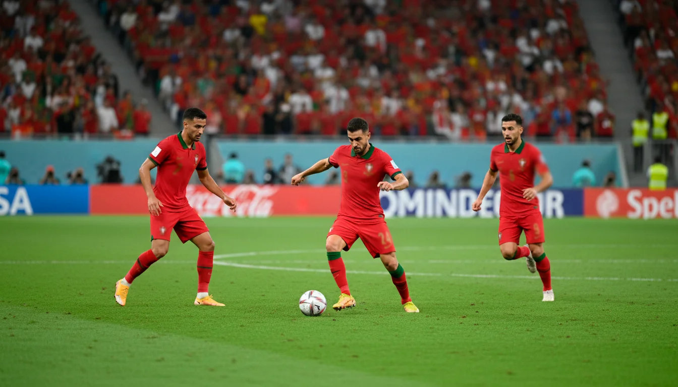 Joueurs portugais en action tactique lors d'un match international