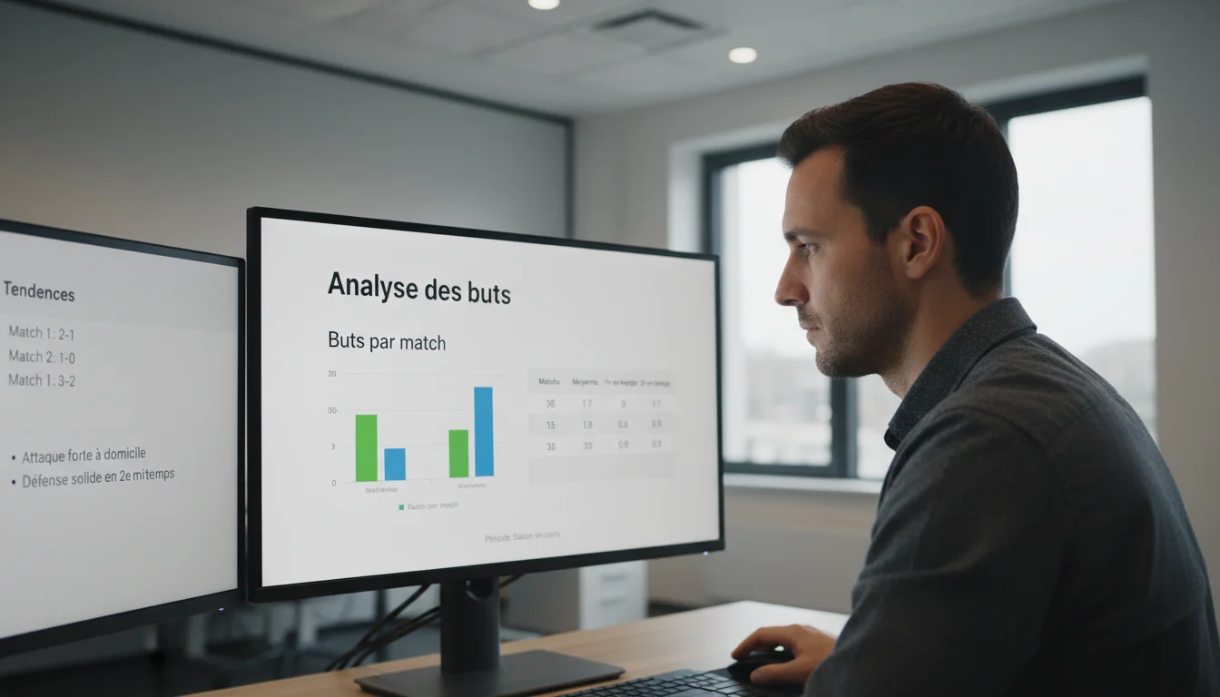 Analyste étudiant des statistiques de buts sur écran d'ordinateur