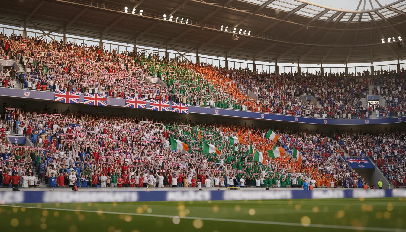 Stade britannique avec supporters des nations hôtes