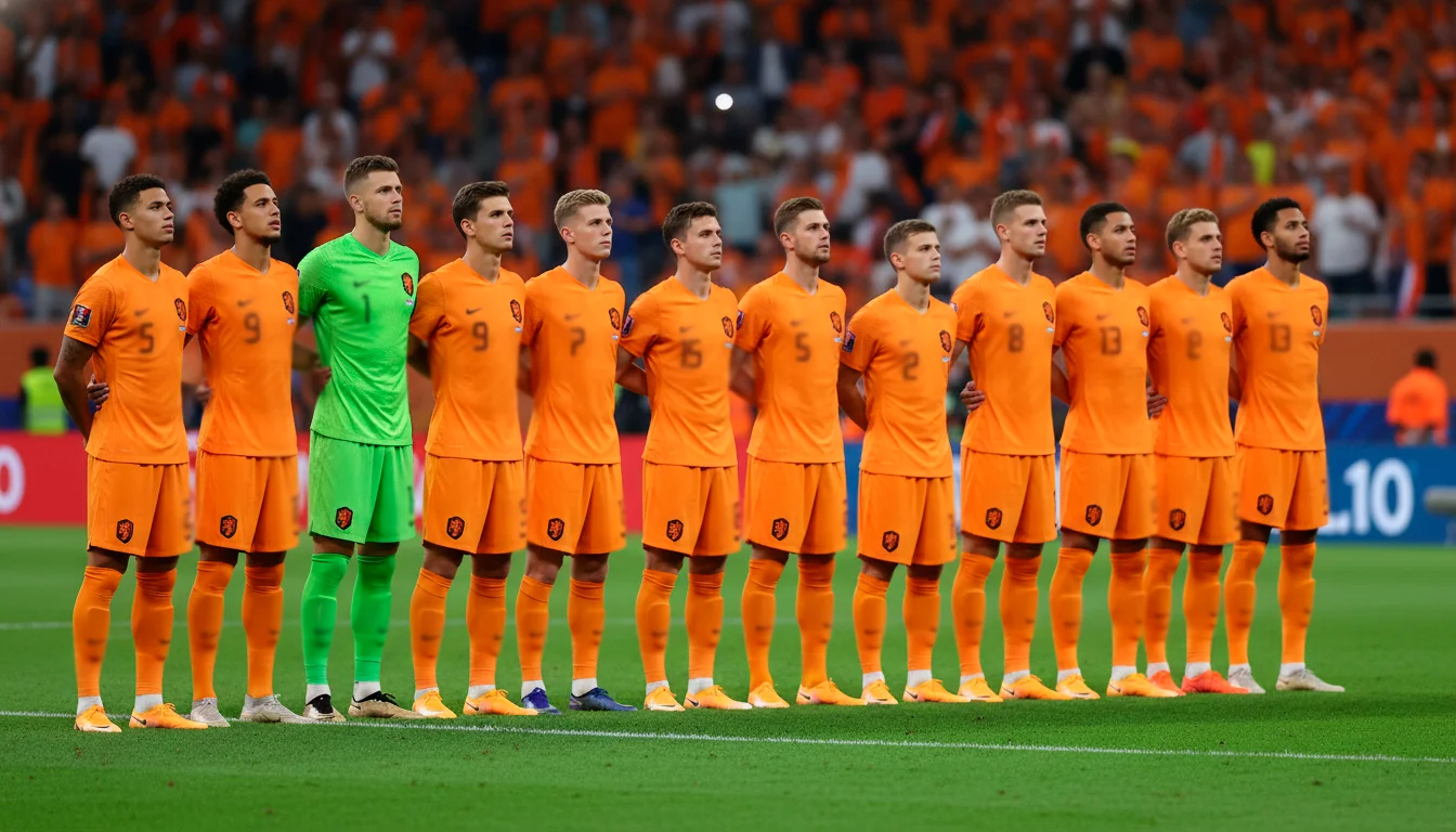 Équipe des Pays-Bas alignée avant un match international de l'Euro