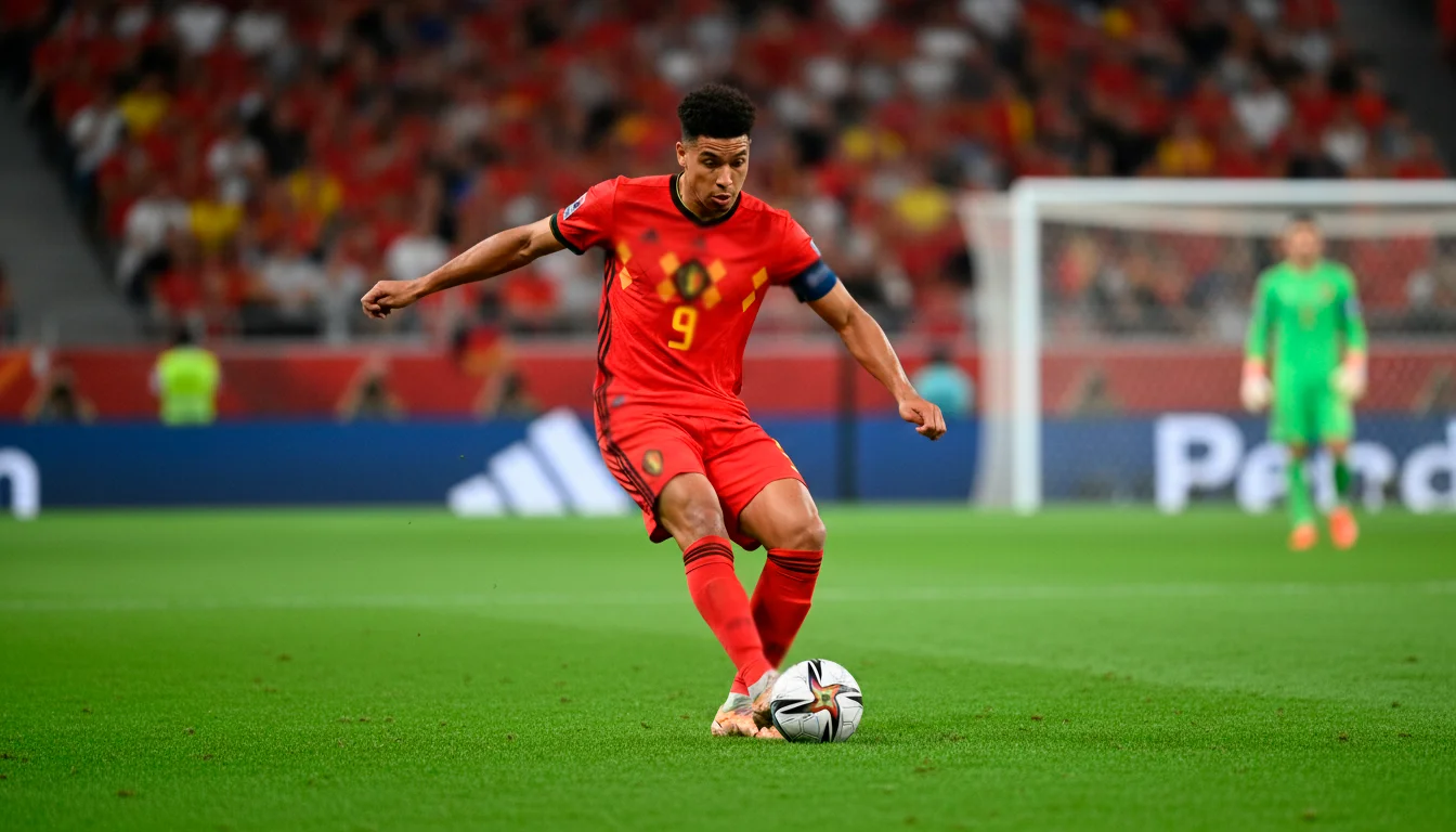 Attaquant belge en action lors d'un match de l'équipe nationale