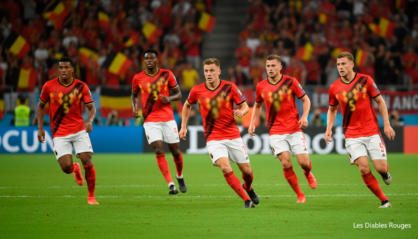 Équipe de Belgique en maillot rouge lors d'un match international