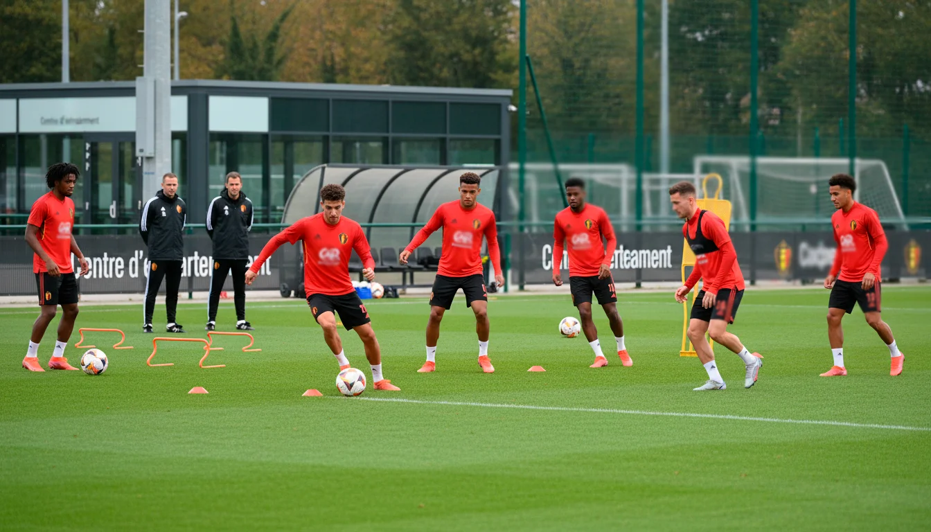 Joueurs belges à l'entraînement préparant une compétition internationale