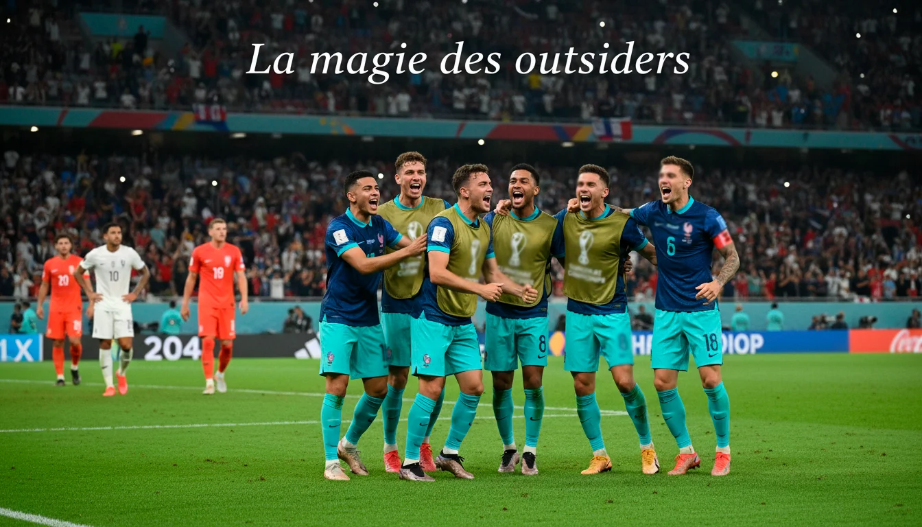 Équipe outsider célébrant une victoire surprise lors d'un match de l'Euro