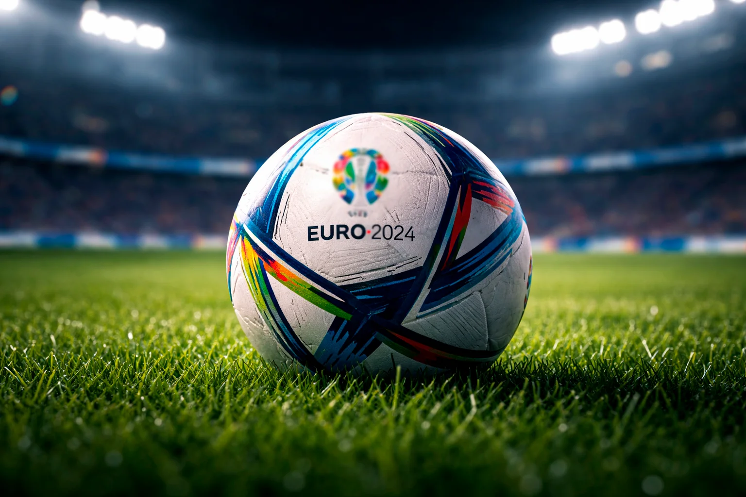 Ballon de football officiel sur pelouse de stade européen