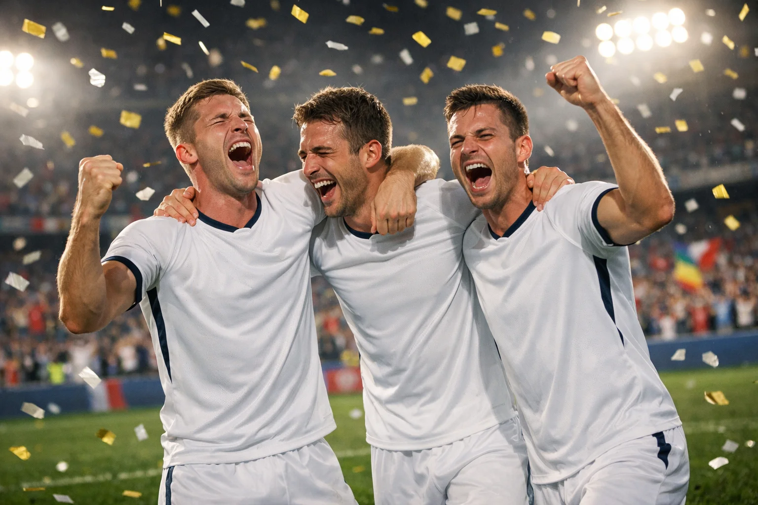 Équipe de football célébrant une victoire lors d'un championnat européen