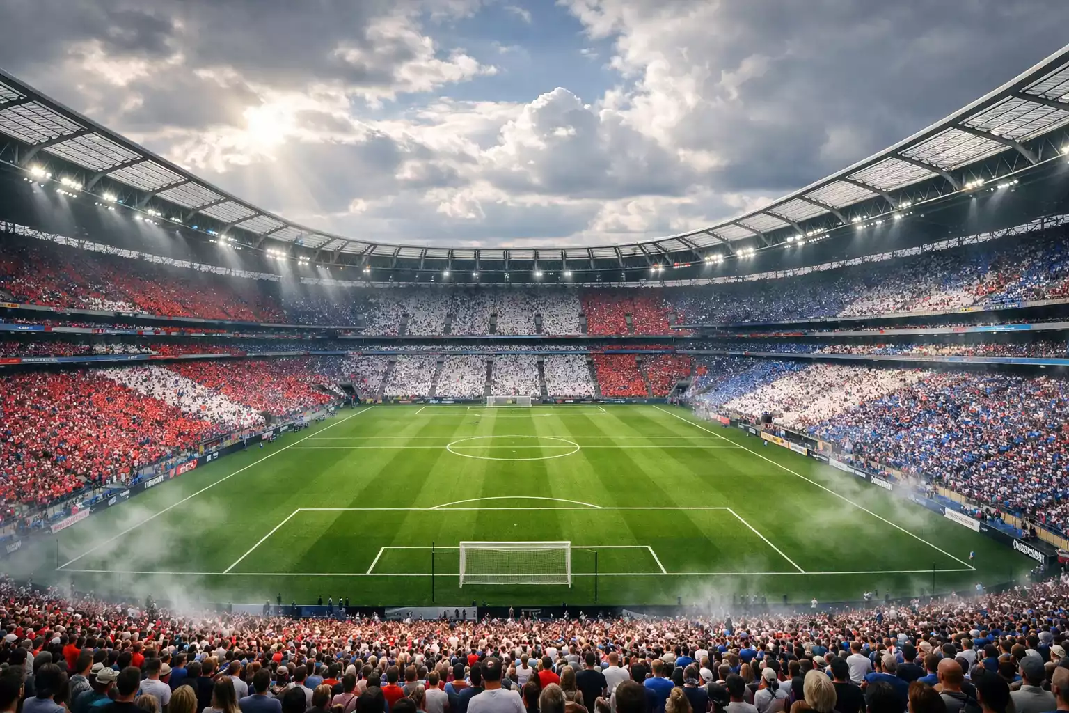 Vue panoramique d'un stade britannique lors d'un match de football