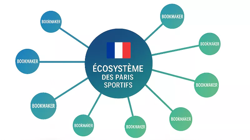 Schéma illustrant l'écosystème des paris sportifs régulés en France
