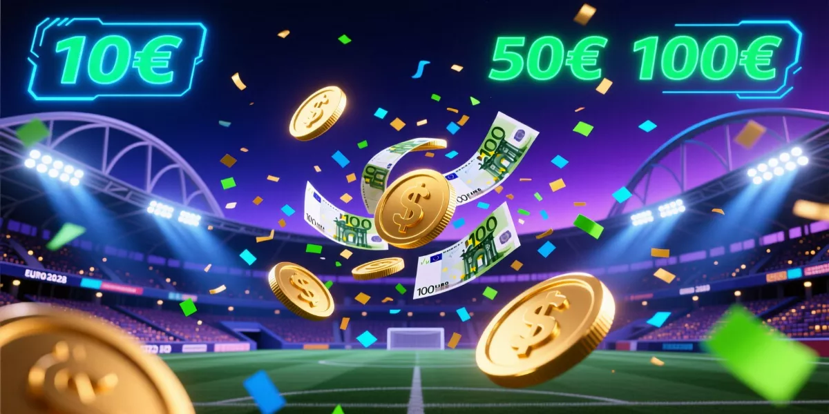 Bonus sans dépôt et freebets pour l'Euro 2028 avec pièces d'or et billets flottants