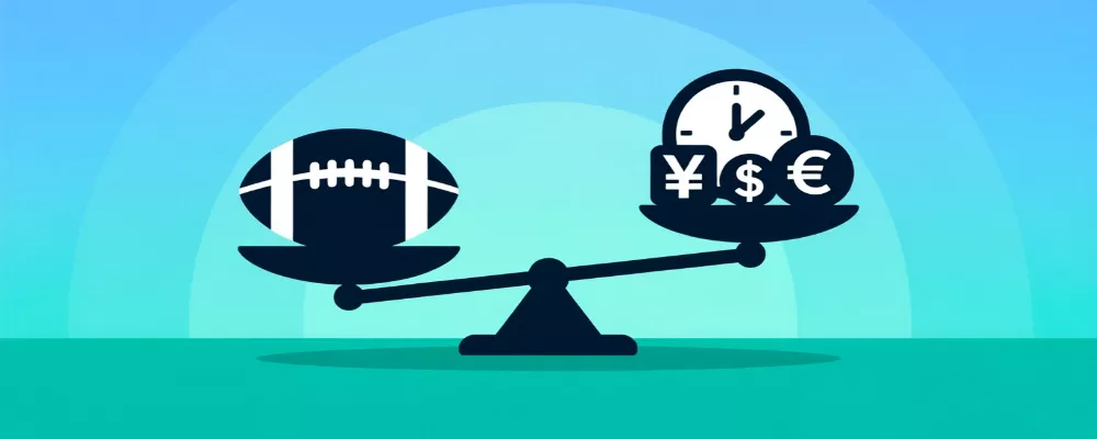 Illustration symbolisant l'équilibre entre passion du football et paris responsables